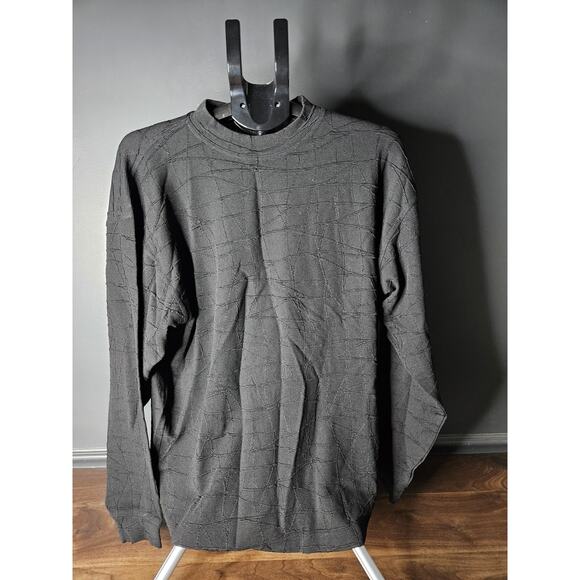 Vintage Barcelino Italy XL Raised Web Pattern long sleeve italian crewneck shirt - Picture 1 of 7